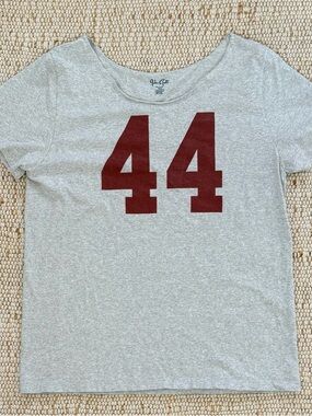John Galt Brandy Melville off shoulderGray Tee with Maroon '44' Graphic one size
